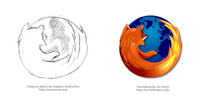 Initial Sketch of Firefox Logo During Creation